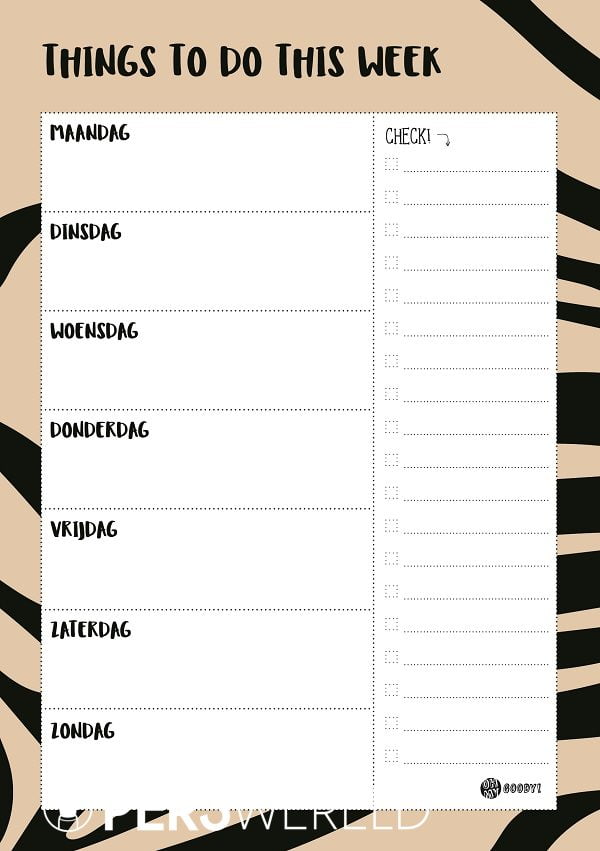 Weekplanner Things to do this week