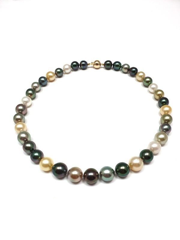 Multicolor parelketting Tahiti en Zuidzee parels