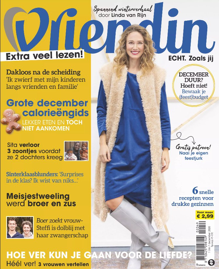 Tijdschrift Vriendin 49 cover - december 2020