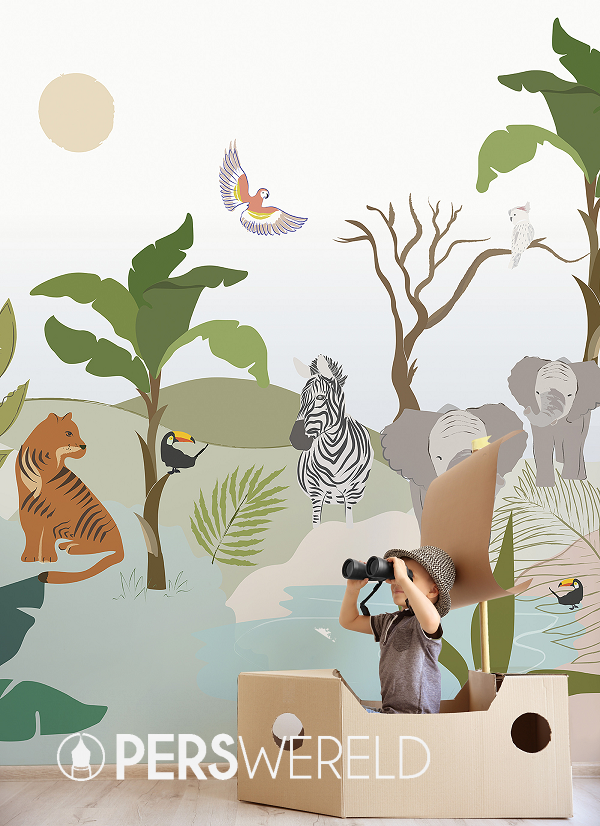 roomblush-panoramisch-behang-jungle-animals-1